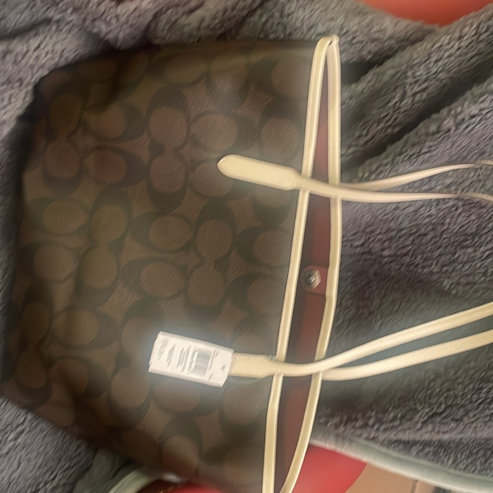 Coach Walnut Brown and White Cory Tote Bag Graphic with Classic Design - Picture 4 of 5